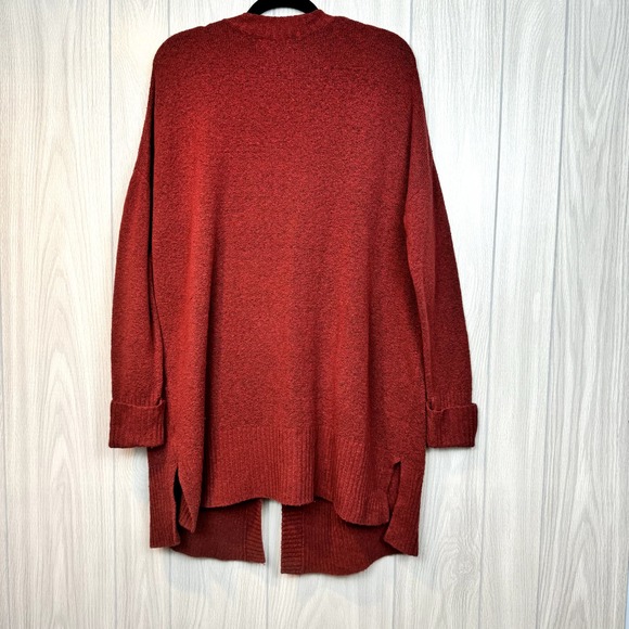 Women's Burnt Red Ruby Moon Fuzzy Extra Long Cardigan Size M - Picture 2 of 7
